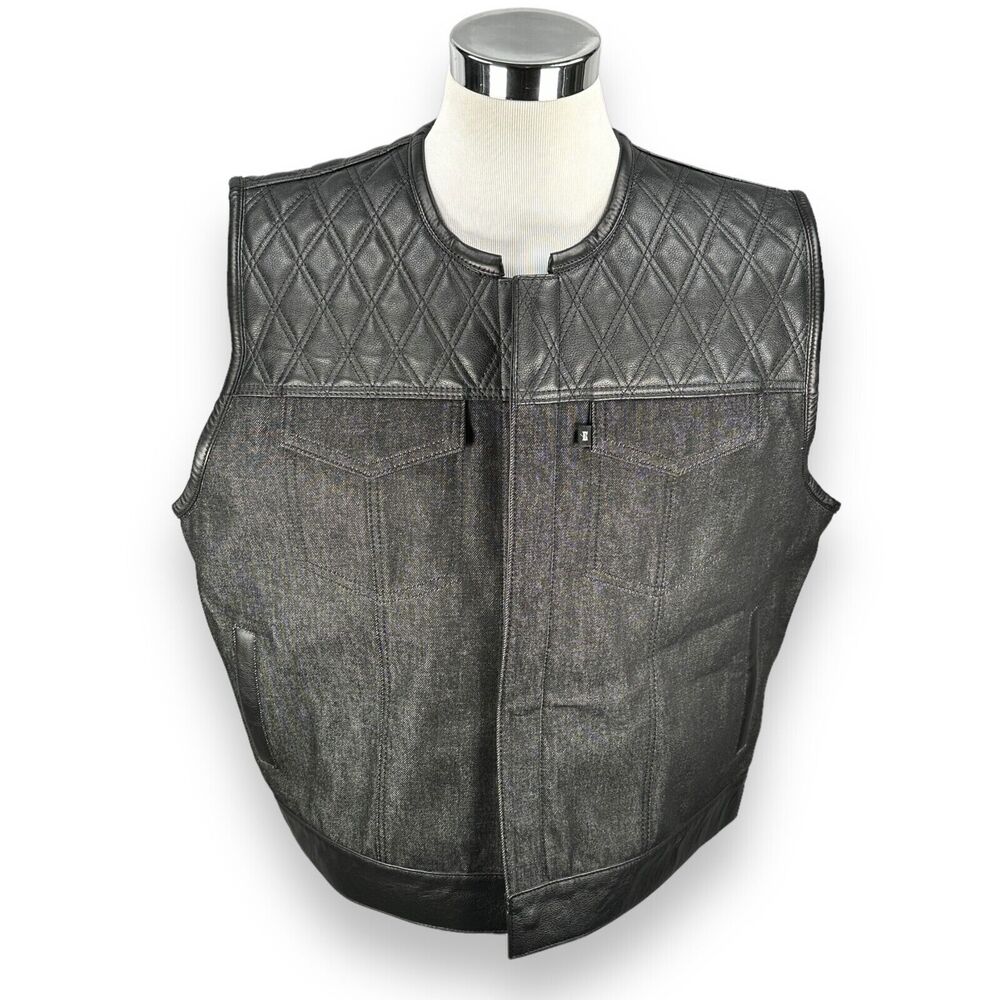 Espinoza's In Stock Diamond Stonewash Hybrid Vest Men's 3XL XXXL Biker Black New